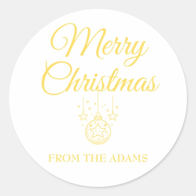 Gold Simple Calligraphy Merry Christmas Classic Runder Aufkleber (Vorderseite)