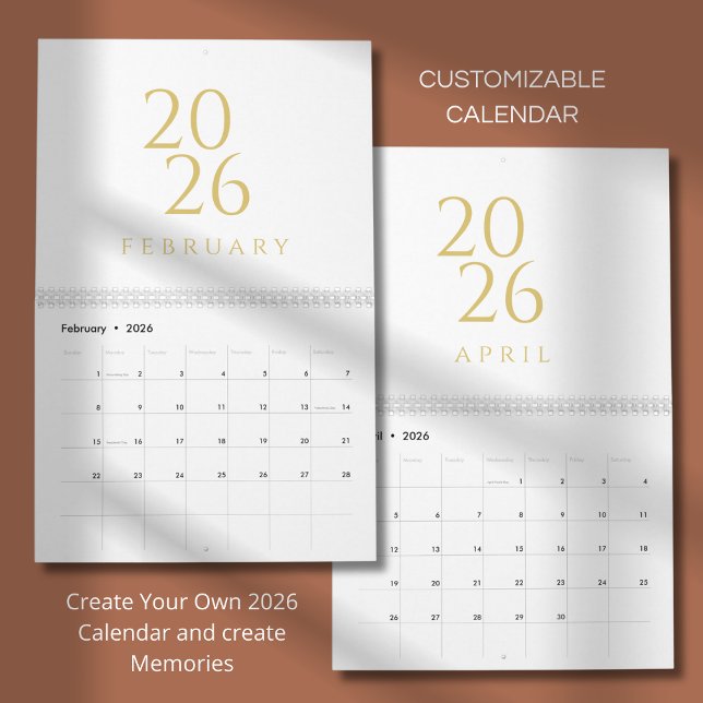 Gold Simple Elegant 2026 Calendar Kalender (Von Creator hochgeladen)