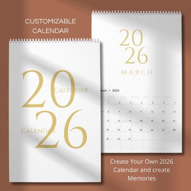 Gold Simple Elegant 2026 Calendar Kalender (Von Creator hochgeladen)