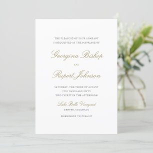 Gold Simple Elegant Script Typografy Wedding Einladung