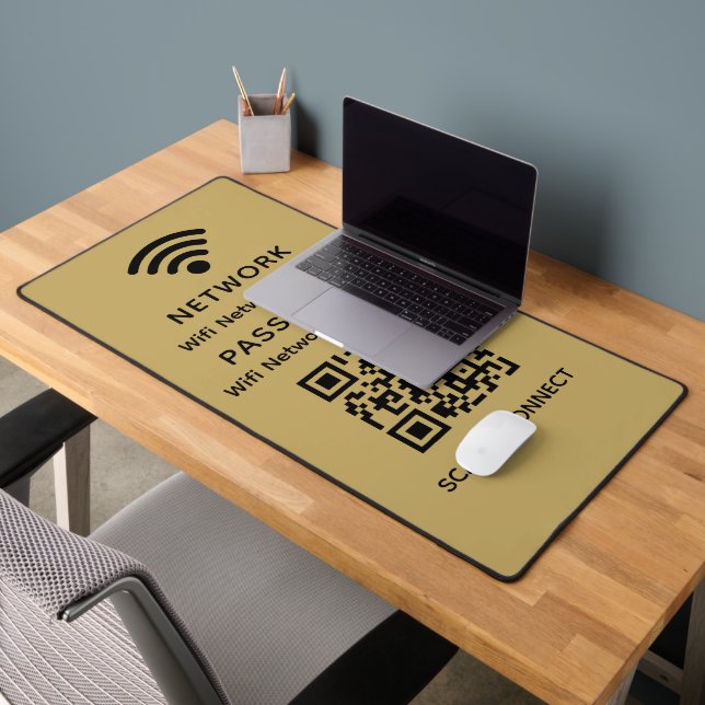 Gold Simple Elegant Wifi Code QR Mot de passe rése (Bureau 2)