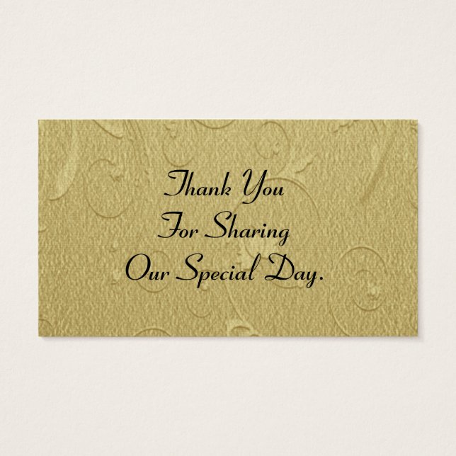 Gold simple mariage motif faveur merci tag (Dos)