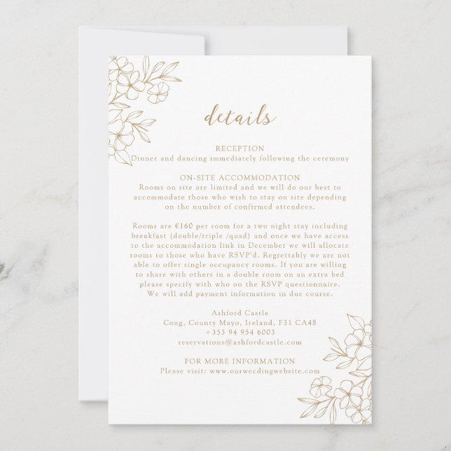 Gold Simple Minimal Cherry Blossom Details Card (Vorderseite)
