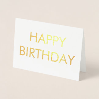 Gold SIMPLE MINIMAL TEXT Happy Geburt Day CARD Folienkarte