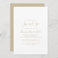 Gold Simple Minimalist Sip and See Invitation