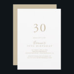 Gold Simple Minimalistisch 30. Geburtstag Party Einladung<br><div class="desc">Diese Party Einladung aus Gold ist schlicht und minimalistisch und eignet sich perfekt für eine moderne Geburtstagsfeier. Das einfache und elegante Design zeichnet sich durch klassische und extravagante Schriftzeichen in Gold aus.</div>