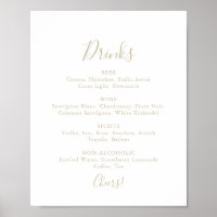 Gold Simple Minimalistisch Wedding Drinks Menu Sig