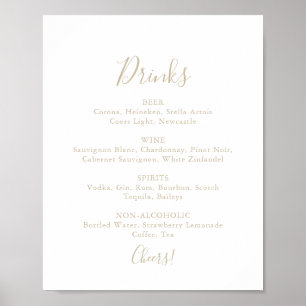 Gold Simple Minimalistisch Wedding Drinks Menu Sig Poster