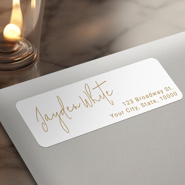 Gold Simple Modern Script Graduate Rücksendeadress (Gold Simple Modern Script Graduate Return Address Label)