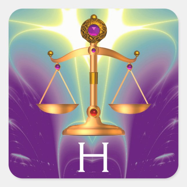 GOLD-SKALA MIT GEM STONES-MONOGRAM QUADRATISCHER AUFKLEBER (Vorderseite)