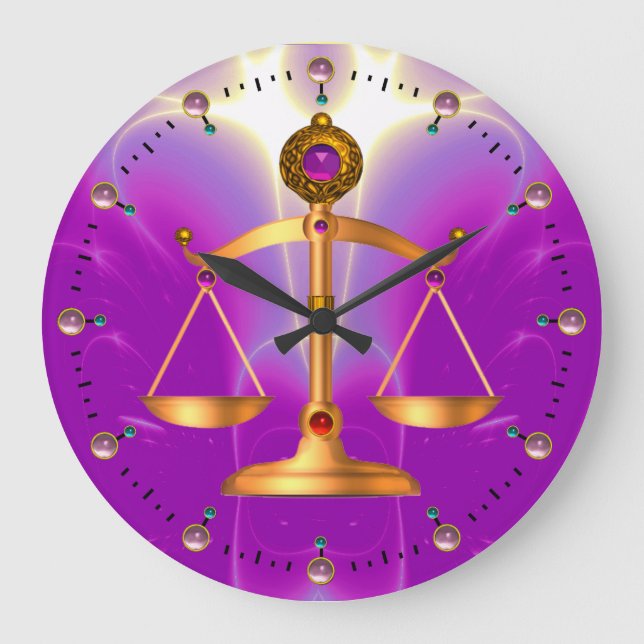 GOLD-SKALEN MIT GEM STONES, Justiz-Symbol Große Wanduhr (Vorderseite)