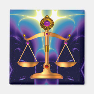 GOLD-SKALEN MIT GEM STONES, Justiz-Symbol Magnet