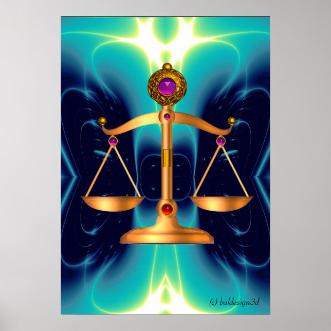GOLD-SKALEN MIT GEM STONES, Justiz-Symbol Poster (Vorne)