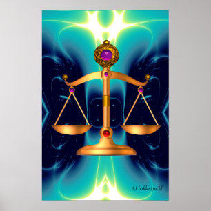 GOLD-SKALEN MIT GEM STONES, Justiz-Symbol Poster