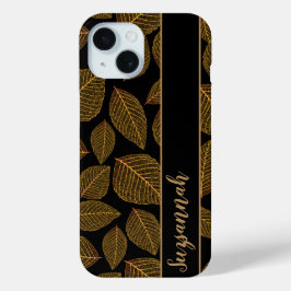 Gold Skeleton Leaf Muster auf Black Gift Idea Case-Mate iPhone Hülle