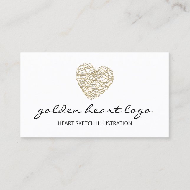 Gold Sketch Heart Juwelen Visitenkarte (Vorderseite)