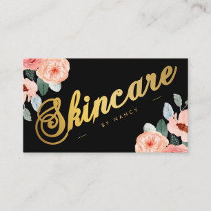 Gold Skincare Script Kalligrafie Wasserfarben Visitenkarte