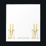 Gold Skis Poles | Vintage SkiIllustration Notizblock<br><div class="desc">Moderner Alpin Ski,  Ski,  Ski-Design mit Goldskier und Goldpoles. Einfache Festtage Goldschi-Illustration für Skifans.</div>