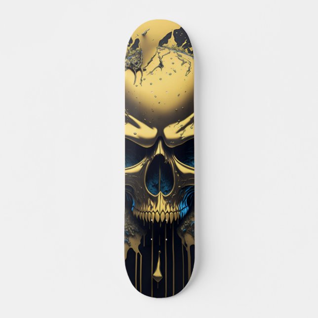 Gold Skull - Numb Skulls Design #1 Skateboard (Vorne)