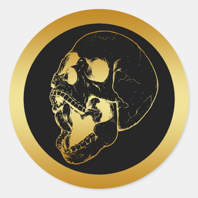 GOLD SKULL RUNDER AUFKLEBER (Vorderseite)