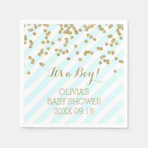 Gold Sky Blue Confetti Stripes Baby Dusche Serviette