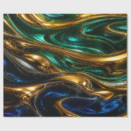 Gold Smaragd Saphir Fluid Art Geschenkpapier