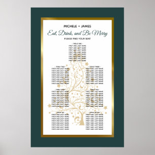 Gold-Smaragd-Winterhochzeit-Sitzplan Poster