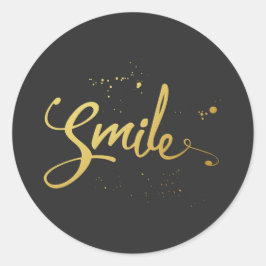 Gold Smile Zitat Runder Aufkleber