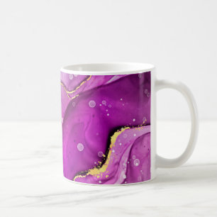 Gold, Smokey Blue & Red Lila Liquid Ink Kaffeetasse