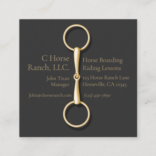 Gold Snaffle Bit auf der Black Race Industrie Quadratische Visitenkarte (Vorderseite)