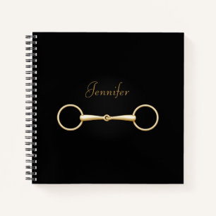 Gold Snaffle Bit Personalisiert 8"x8" Reittier Notizbuch