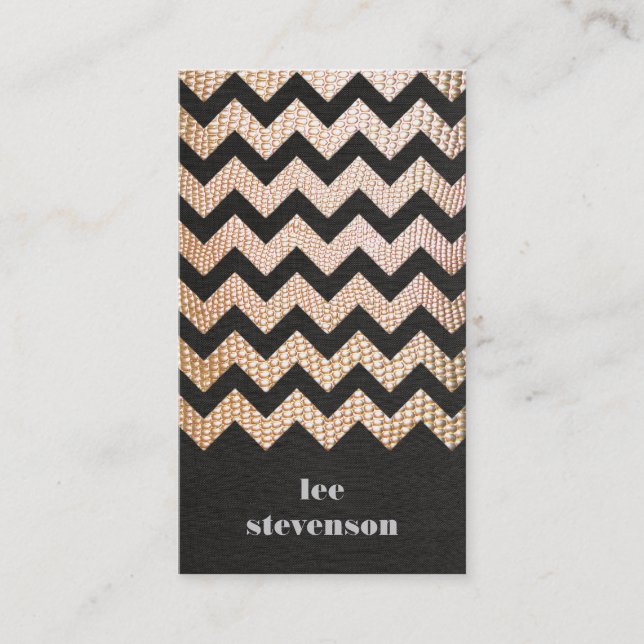 Gold Snake Skin Zig Zag Pattern Groove Visitenkarte (Vorderseite)