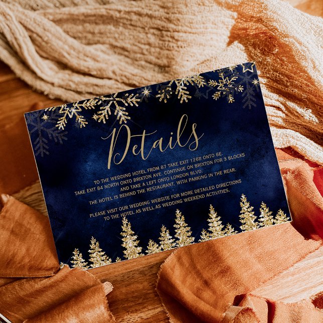 Gold snow pine navy Christmas winter details Begleitkarte (Gold snow pine navy Christmas winter details Enclosure Card)
