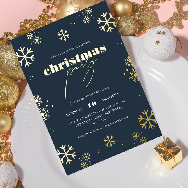 Gold Snowflags Script Weihnachten Folieneinladung (Von Creator hochgeladen)