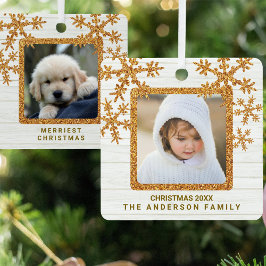 Gold Snowflake 2 Foto Chic Doppelseitig Ornament Aus Metall