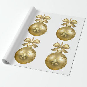 Gold Snowflake Bauble Ornament Wrapping Paper Geschenkpapier
