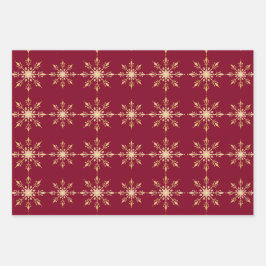 Gold Snowflake Blue Red Green Weihnachtsmuster Geschenkpapier Set