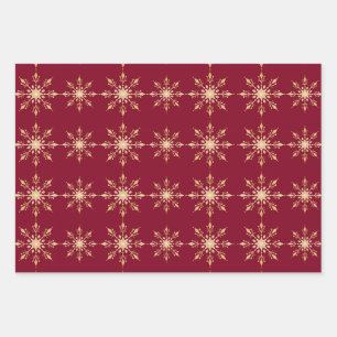 Gold Snowflake Blue Red Green Weihnachtsmuster Geschenkpapier Set