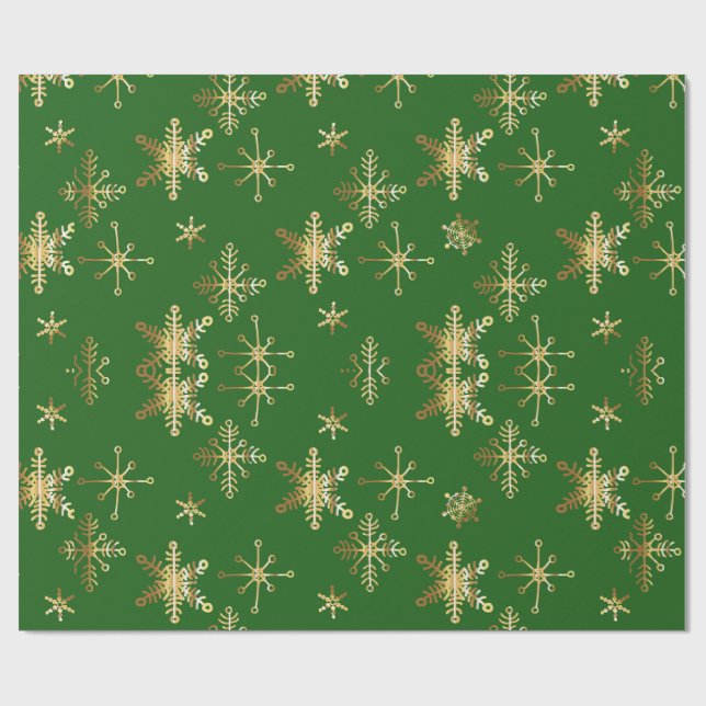 Gold Snowflake Christmas Geschenkpapier (Flach)