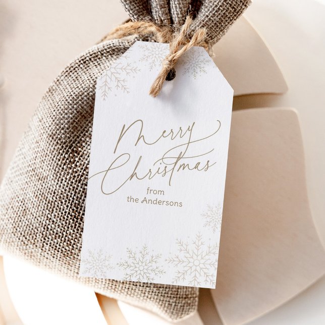 Gold Snowflake Christmas Holiday Geschenkanhänger (Von Creator hochgeladen)