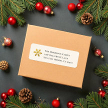 Gold Snowflake Christmas Return Address Label