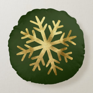 Gold Snowflake Christmas Rundes Kissen