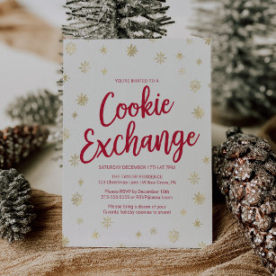 Gold Snowflake Cookie Exchange Einladung
