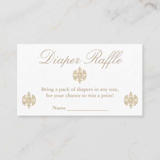Gold Snowflake Diaper Raffle Begleitkarte (Vorderseite)