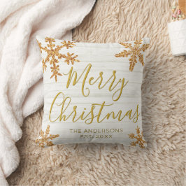 Gold Snowflake Elegantes Skript Weihnachten Kissen