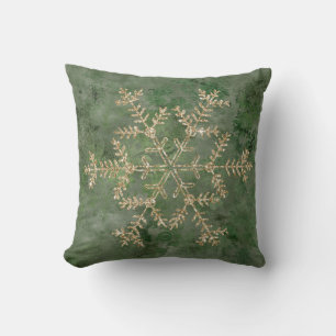 Gold Snowflake Green Stilvoll Vintag Kissen