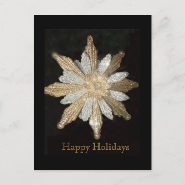 Gold Snowflake Holiday Postkarte (Vorderseite)
