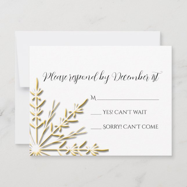 Gold Snowflake Mariage d'hiver RSVP (Devant)