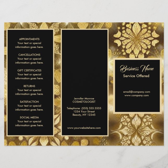 Gold Snowflake Menu & Pricing Flyer (Vorne)
