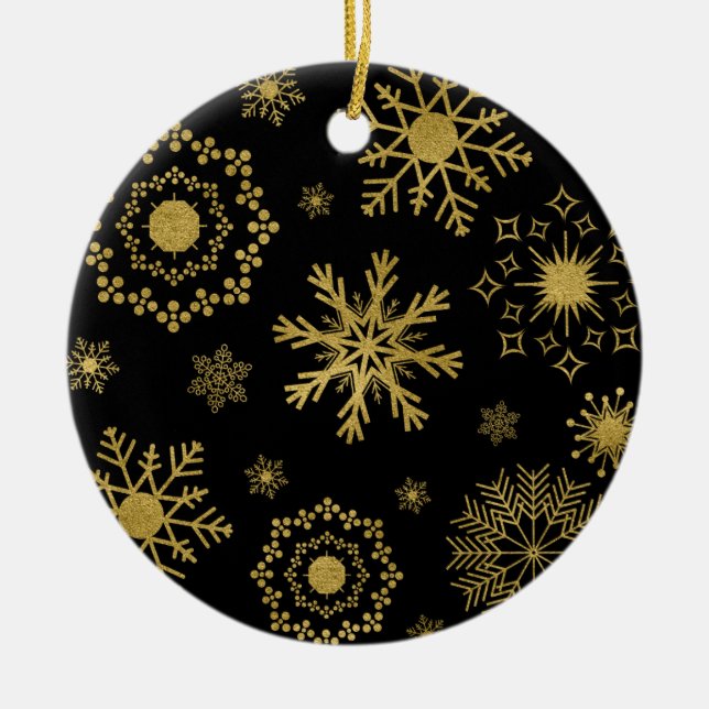 Gold Snowflake Muster Weihnachtsschmuck (Vorne)
